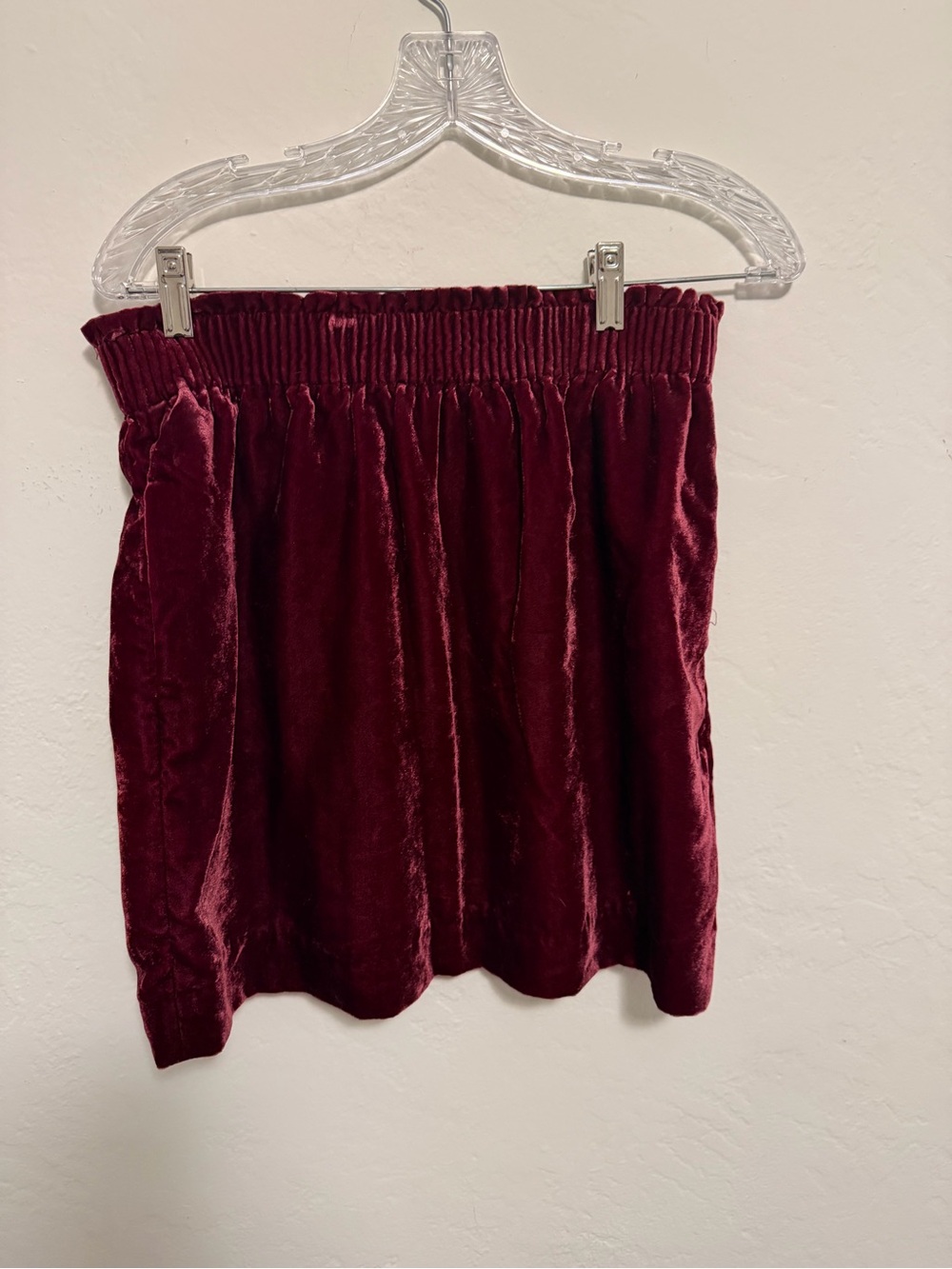 J. Crew Velvet Elastic-Waist Mini Skirt - Burgundy